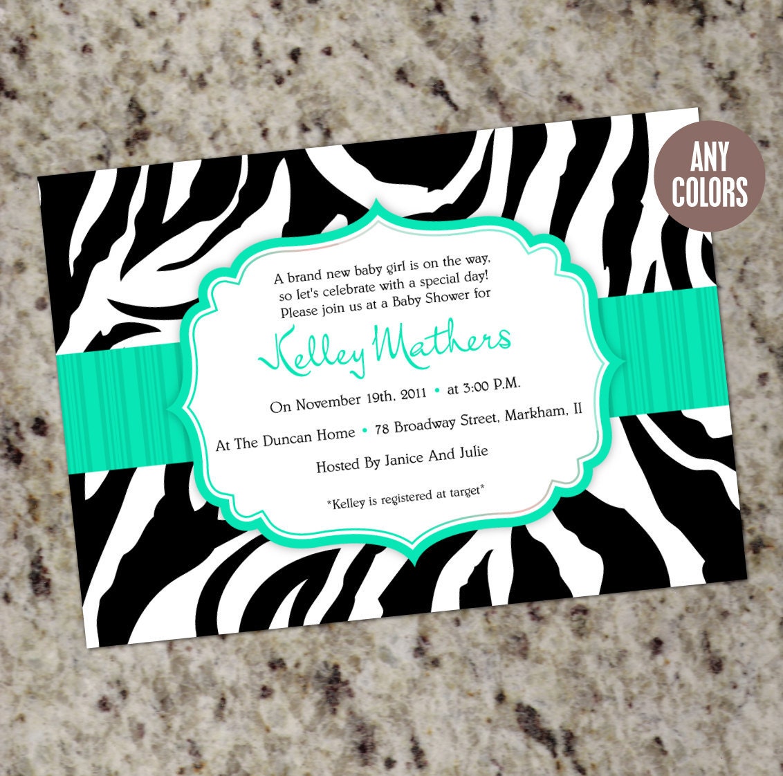 SIMPLY ZEBRA Baby Shower Invitation - Printable Design Il_170x135