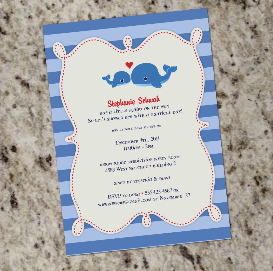 Sweet Whale Themed Baby Shower or Birthday Invitation - Printable Design Il_170x135