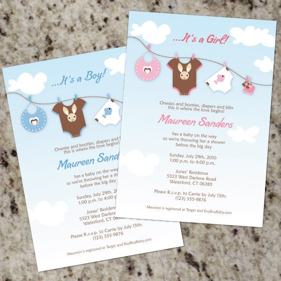 LAUNDRY DAY - Baby Shower Invitations- Print Your Own - BOY, GIRL, or ...