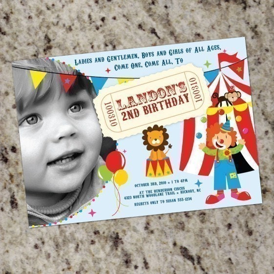 Circus/Carnival/Big Top Photo Party Invitations - Printable Design Il_570xn
