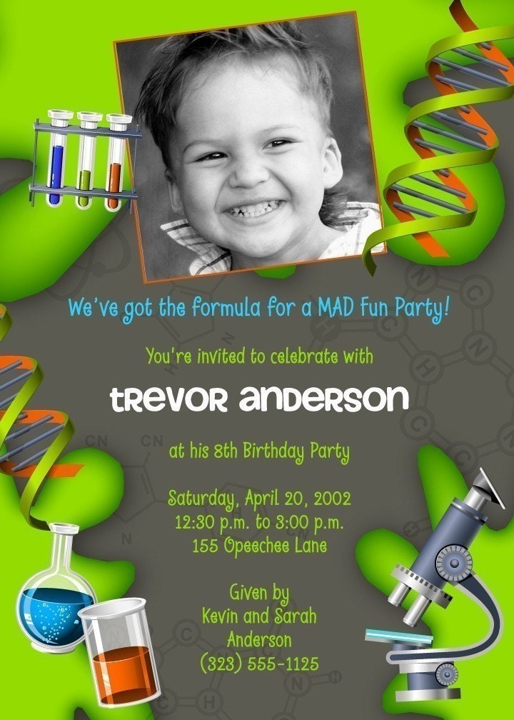 FORMULA FOR FUN - Science Scientist - Boy (or Girl) Custom Photo Party Invitation Il_570xn