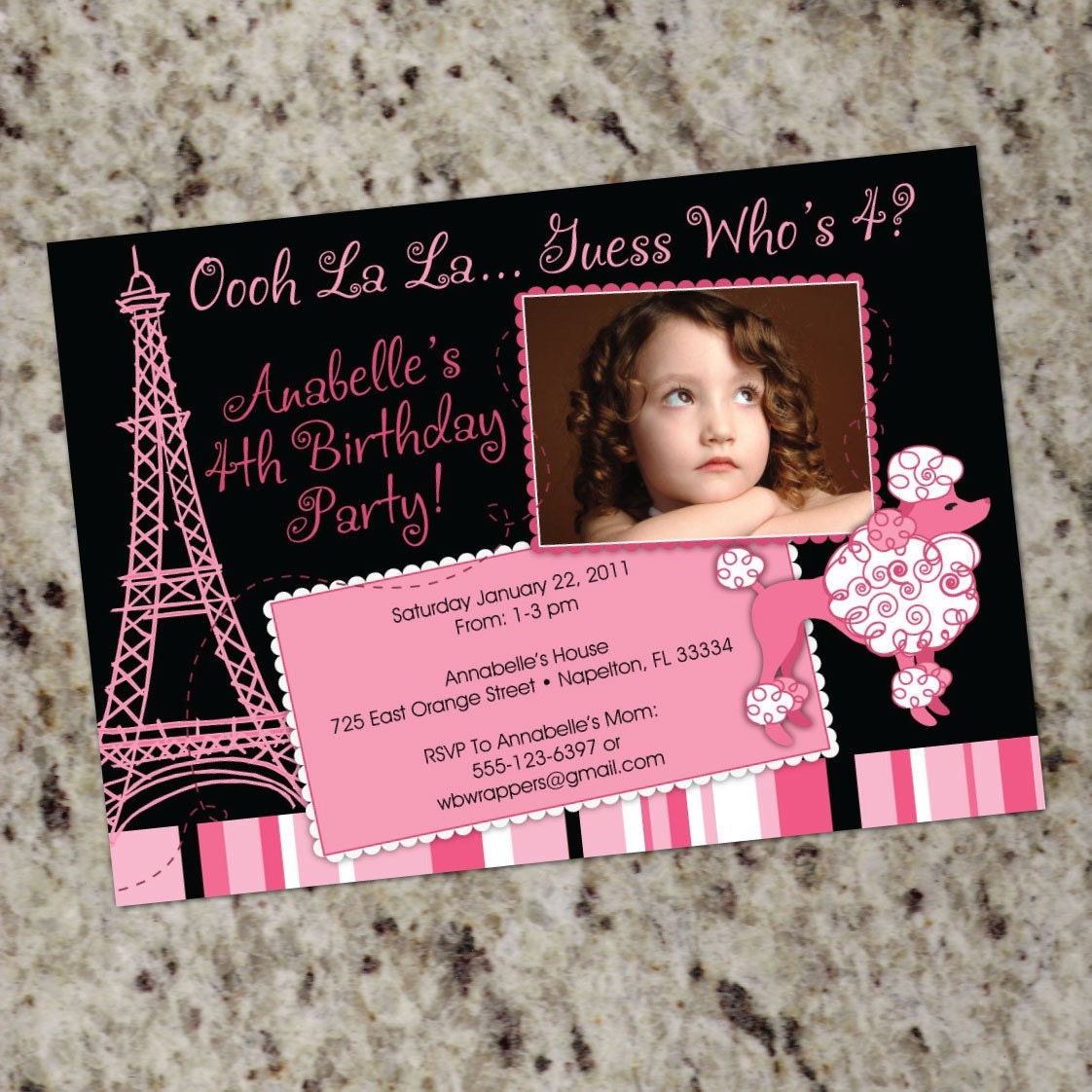 Pink Poodle Paris Birthday Party Invitation - Printable Il_570xn