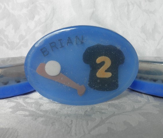 Baseball Bat and Jersey Soap, OOAK, Custom, Personalized, entirely handmade of vegetable glycerin soap and natural colors