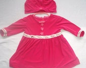 9 to 12 mo Raspberry Sherbet Dress, Matching Beret - kolorfulkidlets 9 to 12 mo Raspberry Sherbet Dress, Matching Beret - kolorfulkidlets