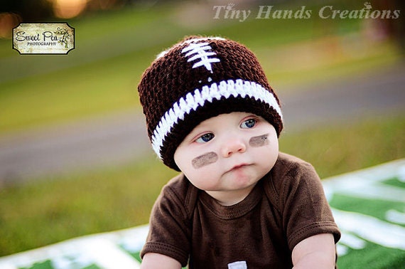 LET'S PLAY Some FOOTBALL Baby Hat /0 - 3 months (Ready to Ship)