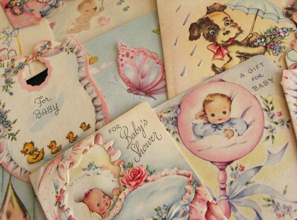 Lot of 1950's Baby Shower Gift Tags