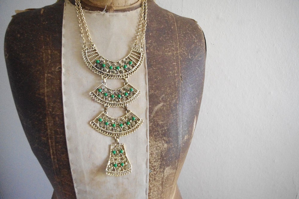 Stunning Runway-Worthy 1960's Layered Ethnic Necklace
