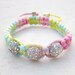 Friendship bracelet rainbow pastels macrame rhinestone disco ball beads
