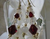 SALE - Red and Clear Crystal Earrings