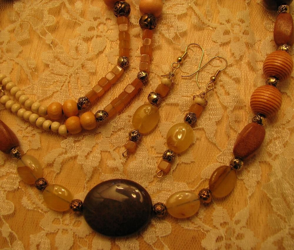 Soothing Jasper and Yellow Jade Necklace Set