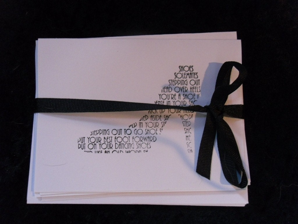 Simple Black Shoe set of 6 note cards