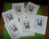 Vintage Pattern set of 6 note cards