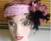 Head band cap Flapper roaring 20's costume accessory feather flower SALE