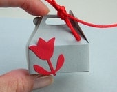 Jewelry Gift Wrap Box - Box for Rings - Flower, Red, Romantic, White, Favor, Holiday, Valentine's Day, Kids, Mini Box, Cute