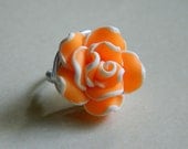 Orange Rose Ring - Size 5. Apricot, Melot, Mango, Cute, Bridesmaids, Medium Ring, Pretty, Feminine, Romantic, Lovely, In Love, Modern