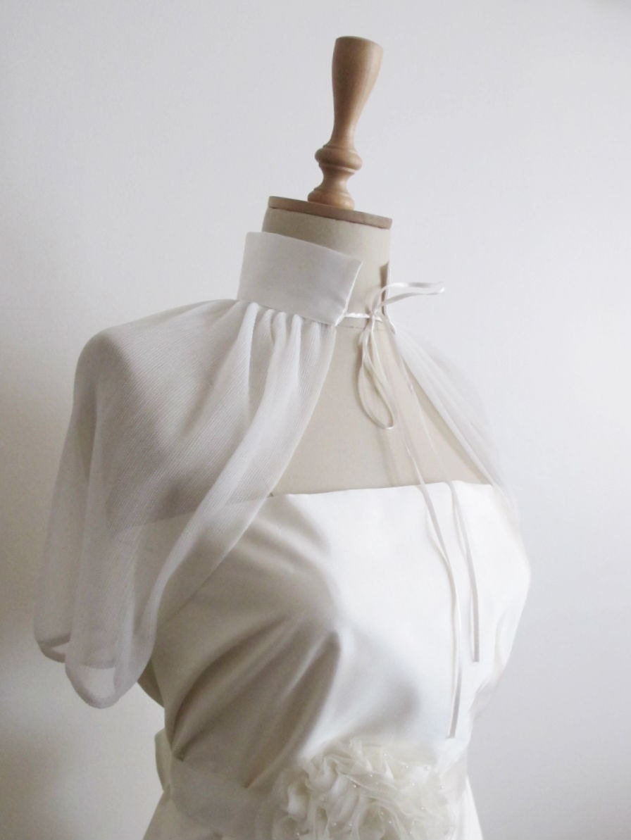 Tulle Shoulder Wrap Bridal Bolero Wedding Shrug Ivory Off White