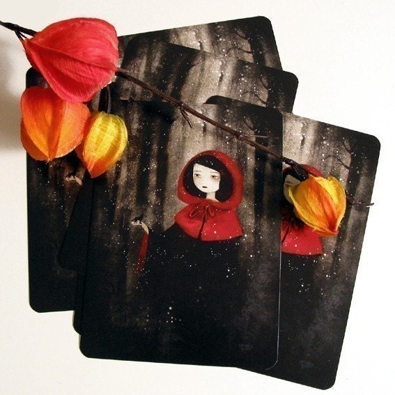 Little Red and The Wolf - Postcard