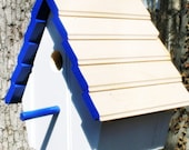 Upcycled Reclaimed Bird House Nest Box Bluebird Chickadee Nuthatch Titmouse or Carolina Wrens love birds egg gift for Birder friends