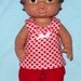 Small Baby Alive Red Hearts Top and Red Capri Set Fits 12 13 Inch Baby Doll Doll Clothes Handmade