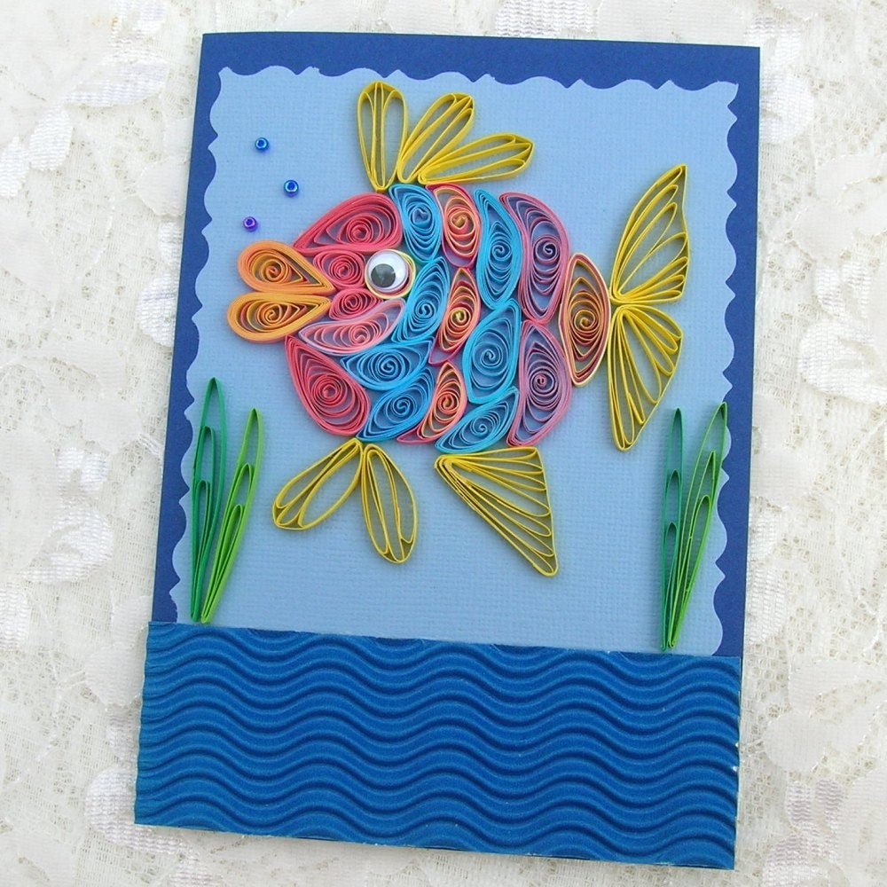 Quilling Card Paper Quilled Rainbow Fish in by EnchantedQuilling