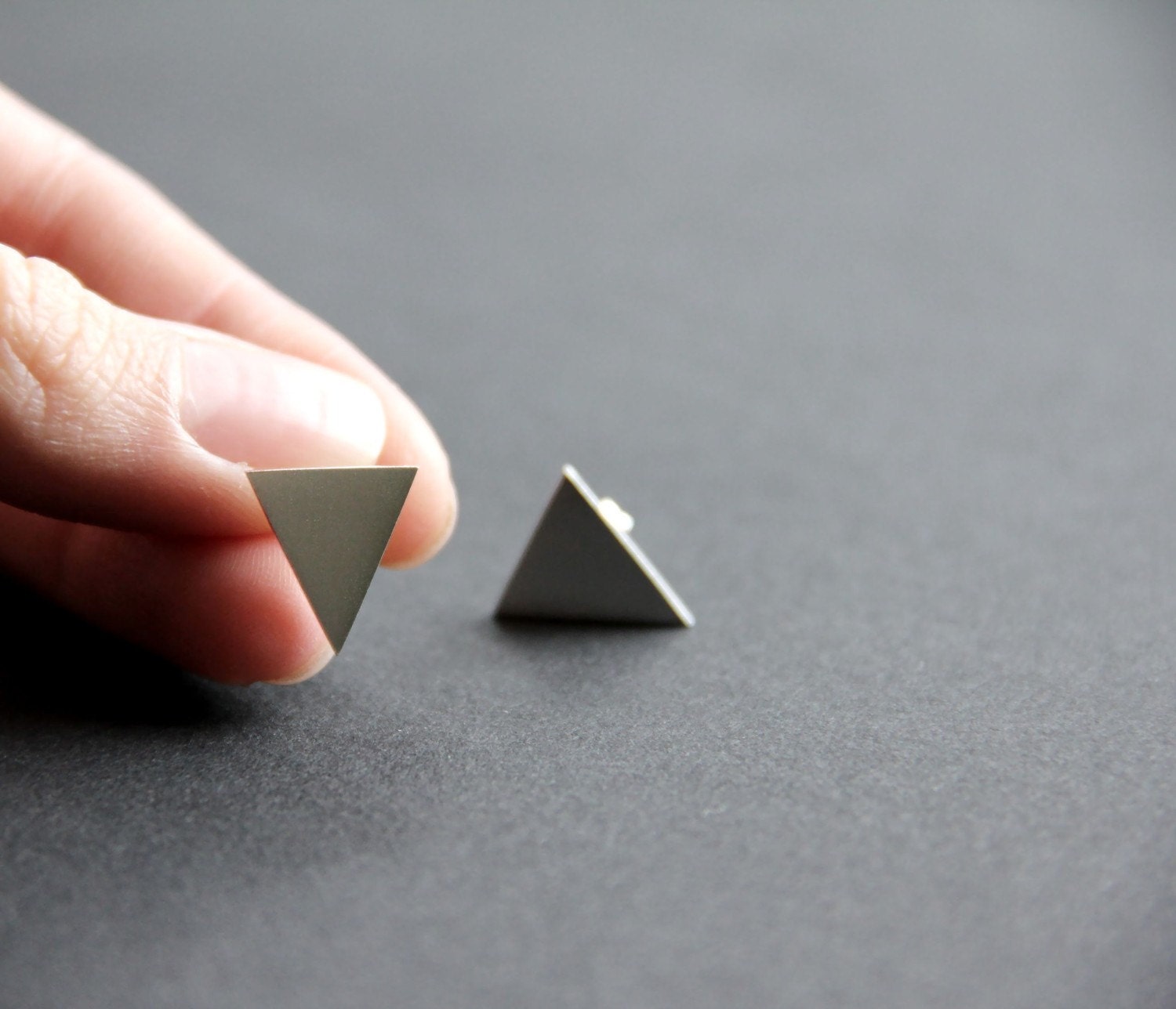 Silver Triangle post earrings