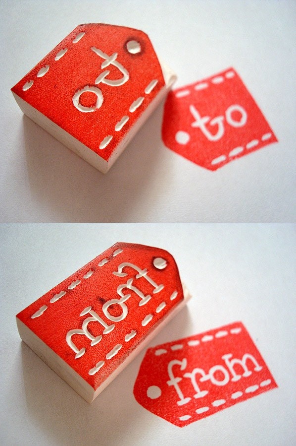 To From No.4 Handcarved Rubber Stamps