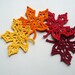 4 Crochet Leaf Appliques -- Red Maple Leaves