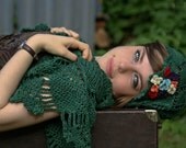 green knitted capelet silk merino