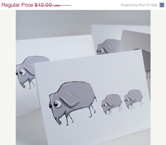 Half Off Sale Eli the Elephant and Family Blank Greeting Card Set of 4 Mother's Day