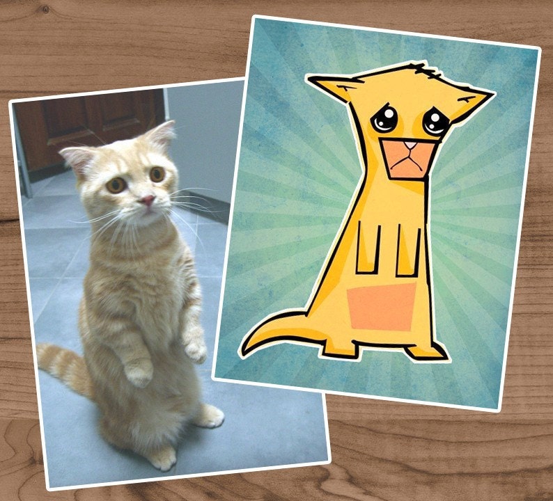 Custom Pet portrait from your photos Cats Dogs Bunnies DIGITAL VERSION