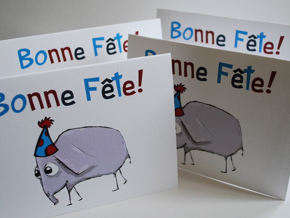 Half Off Sale Bonne Fete Happy Birthday French Greeting Cards Carts de Souhait set of 4