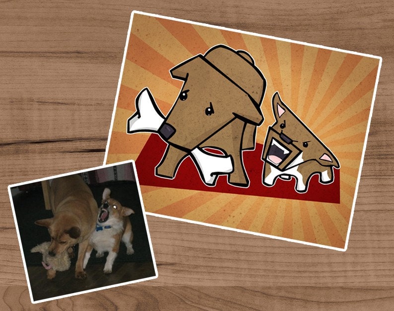 Custom Pet portrait from your photos Cats Dogs Bunnies DIGITAL VERSION