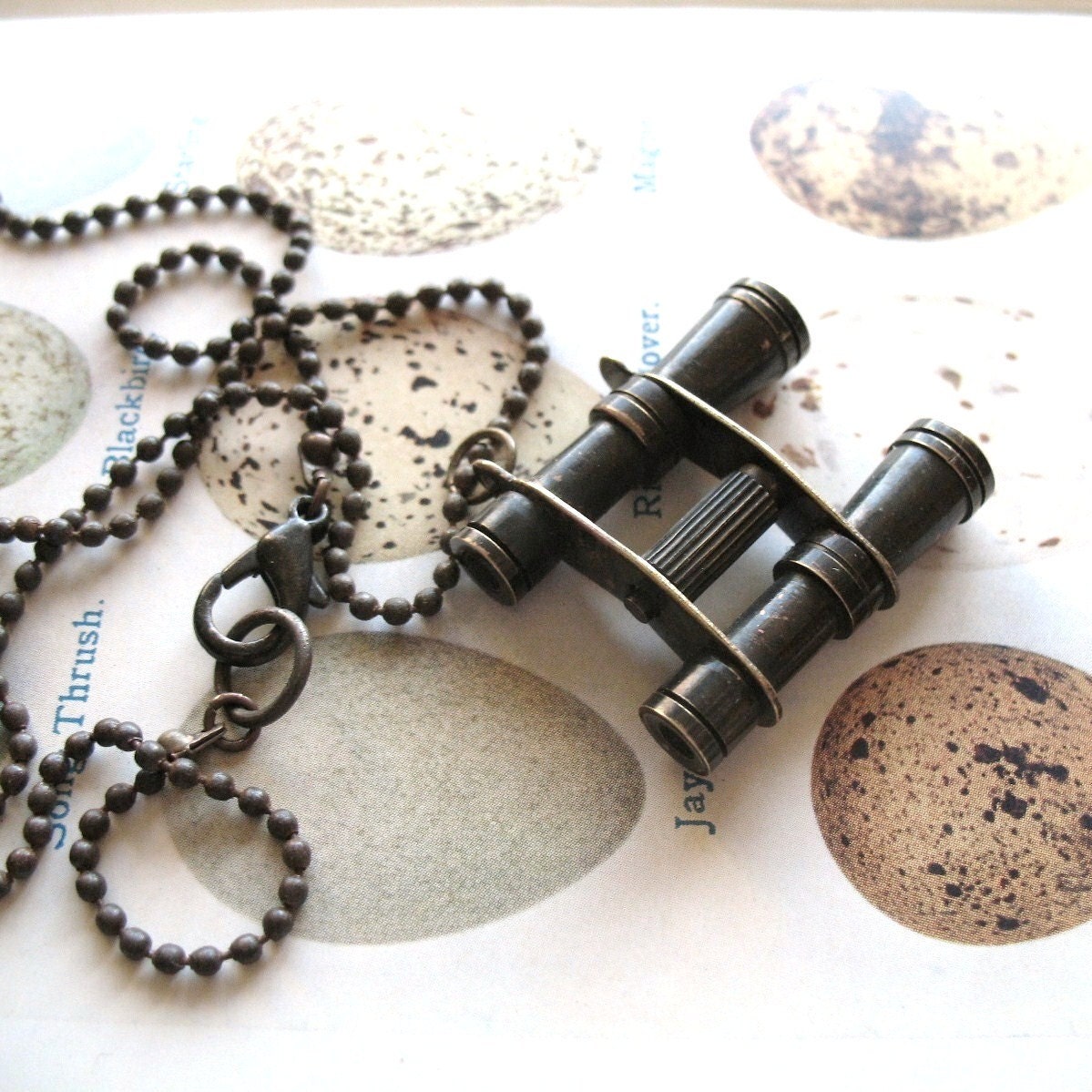 Bird Watcher - Miniature Oxidized Brass Binoculars Handmade Necklace - ComeDayGoDay