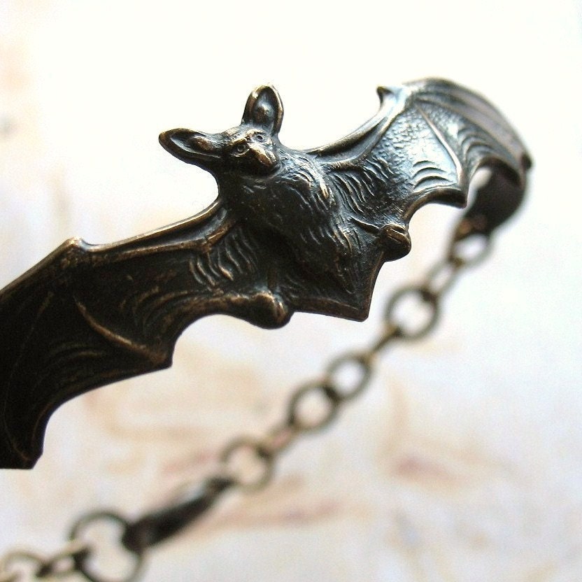 Bat Bracelet - Handmade Antiqued Bronze Unisex Bracelet or Bangle