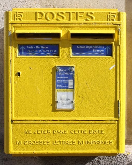 Paris Photography - Paris Yellow Post Box 8x10 Photograph - Paris, France - Affordable Home Decor