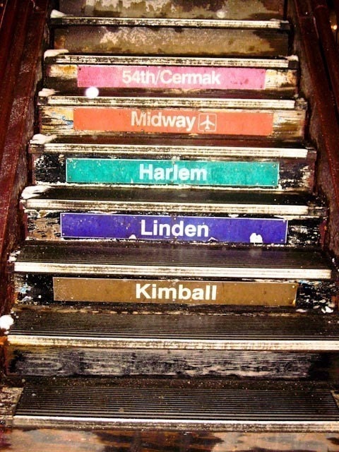 Chicago Photography - Chicago Train Steps 8x10  Fine Art Photograph - affordable home decor - chicago train photography