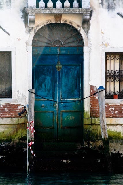 Travel Photography - Faded Blue Aqua Door in Venice, Italy 8x10 Photograph - Italian Home Decor