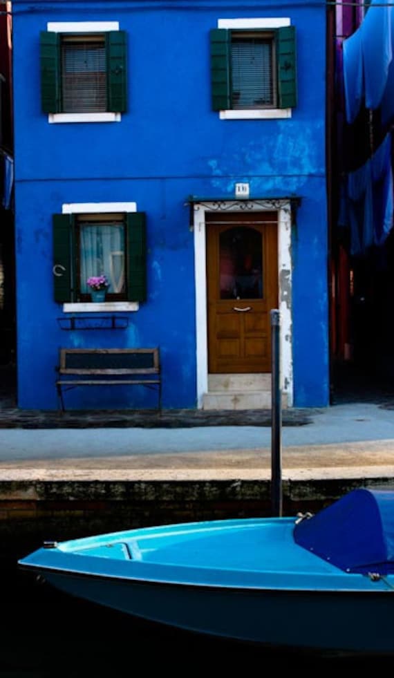 Venice Photography - Lazy weekend in Venice, Italy 8x10 Photograph - Italian Decor - monaco blue