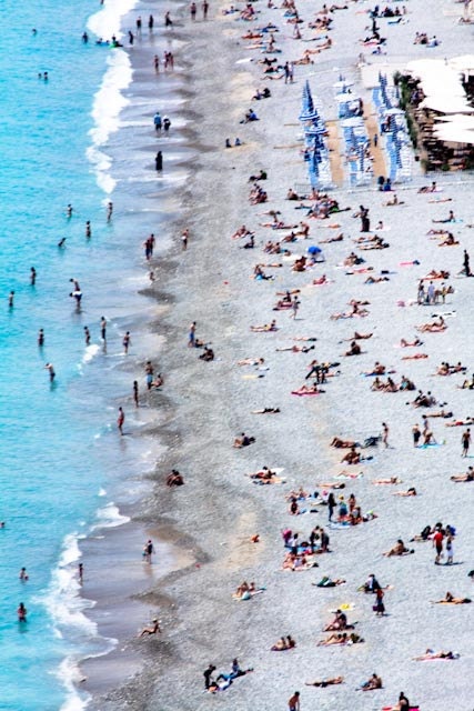 Travel Photography - Relaxing on the Beach on the French Riviera - Nice, France - 8x10 Fine Art Photograph