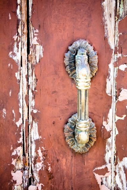 The art is in the detail gold romantic door handle in Venice, Italy 8x10 Photograph - Italian Decor - romantic red