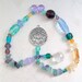 Goddess Lakshmi Lotus Flower Suncatcher Meditation Beads - Fluorite, Citrine, Silver - Handmade OOAK -Free US Shipping