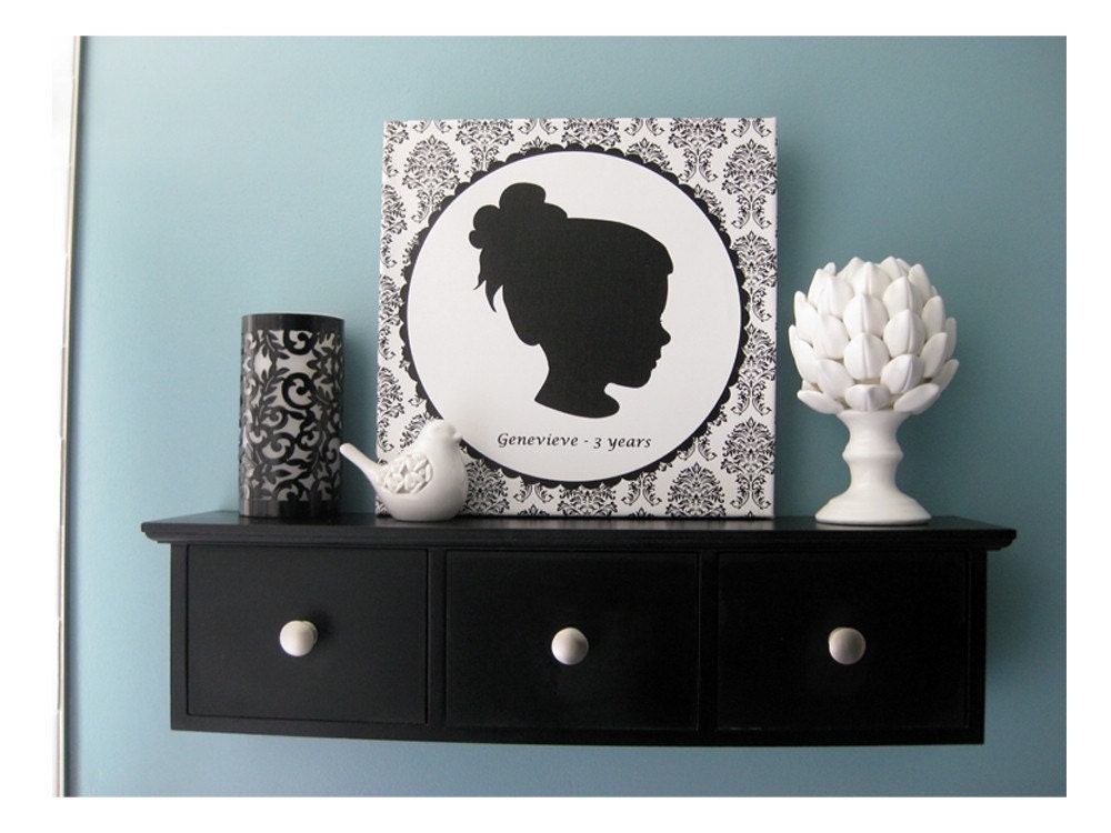 Custom Silhouette Portrait - 12x12 Canvas Art Print