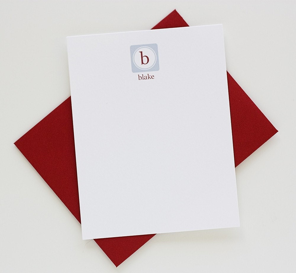 Modern Initial Flat Stationery - Set of 8