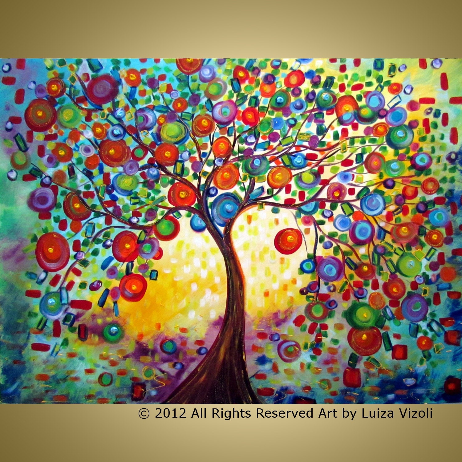 Original Large Painting LEMON TREE 48x36x1.5 Fantasy Whimsical Painting
