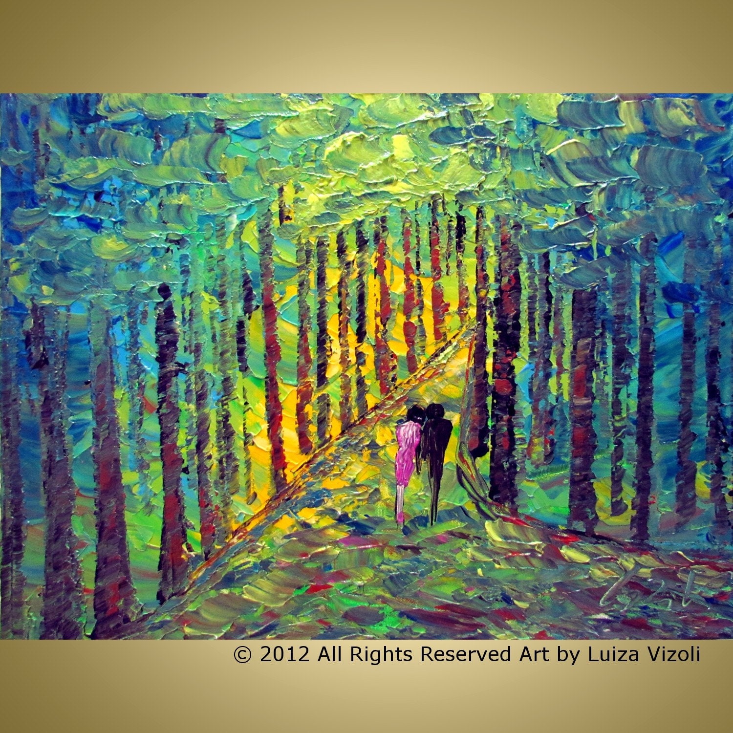 SALE Original Modern Impressionist Trees Landscape Forest Palette Impasto Painting SPRING PATH by Luiza Vizoli