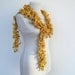 Honey gold mustard curly mulberry crochet scarf  - golden mustard citron goldenrod caramel