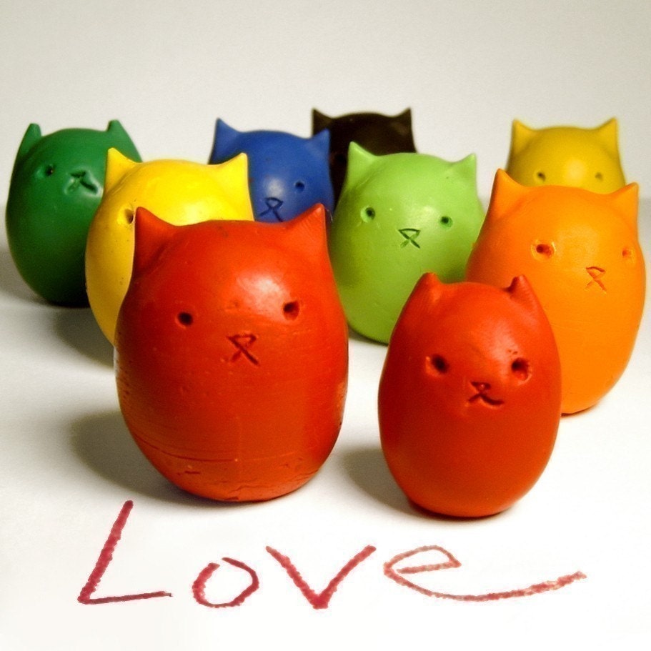 Kitty Egg Molded Crayons- Set of 6 Custom Colors