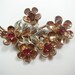 Vintage 1940s Pin Sterling Silver Gold Vermeil Flowers PInk Rhinestones