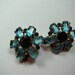 Vintage 1940s Coro Earrings Sterling Silver Vermeil Aqua Blue and Red Stones