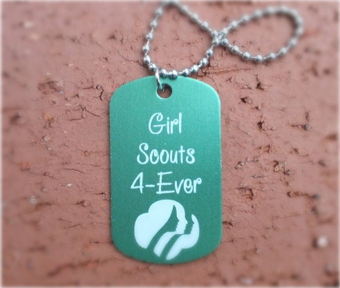 Girl Scouts 4-Ever Personalized Girl Scouts Dog Tag Necklace- Laser Engraved Both Sides